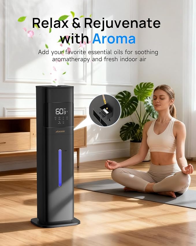 Warm & Cool Mist Humidifiers for Bedroom 500 sq ft, 2.1Gal/8L Humidifier Large Room with Essential Oil Diffuser, Top-Fill Large Room Humidifiers for Home Baby Nursery Plants Office