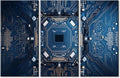 Large Size Motherboard Digital Chip Canvas Wall Art for Living Room 3 Panels Advanced Electronic Circuit Modern Painting Picture for Bedroom Office Home Wall Decorations Frame Wall Decor 60"Wx40"H
