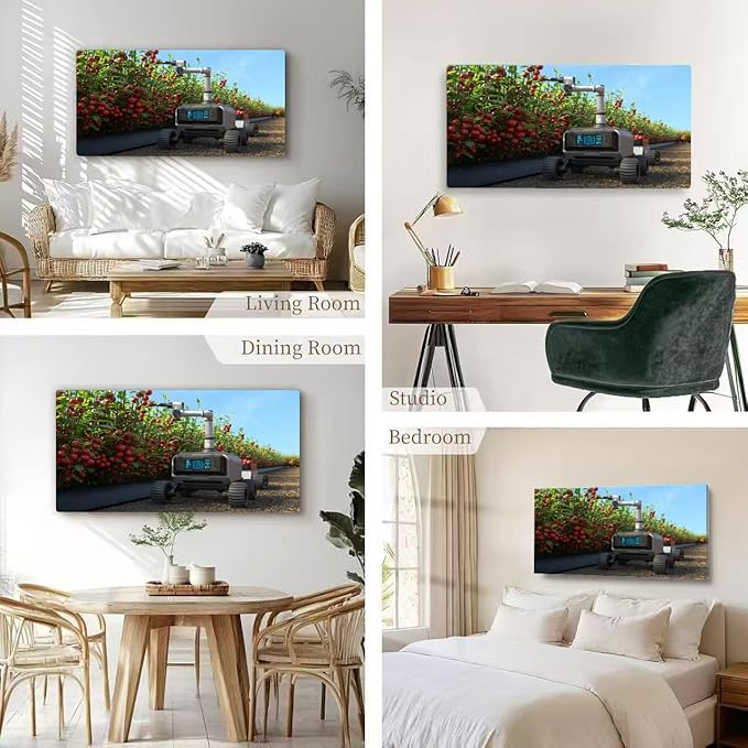 Wibinuki Wall Art Wall Decor Wall Paintings Robot is picking tomoes in a tomo garden, Agricultural robots work for Living Room Bedroom Bathroom Home Decor Can Be Hung Directly 20"x 40"