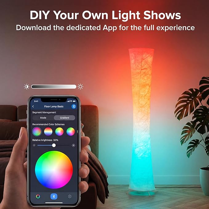 Floor Lamp, RGB Color Changing Led Smart Lamp, Music Sync, APP Remote Control, 62'' Standing Lamp for Living Room Bedroom Game Room