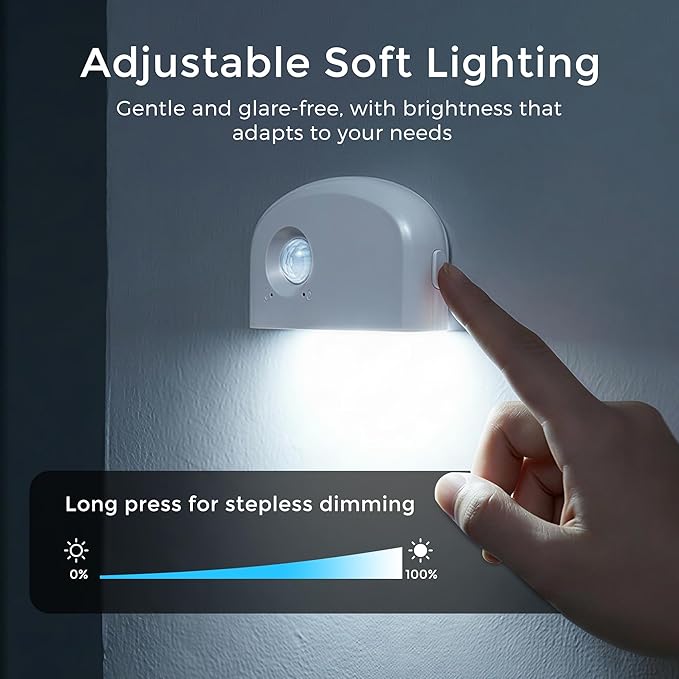 8 Pack Rechargeable Motion Sensor Stair Lights Indoor, Motion Activated Night Light Led Battery Powered Portable Automatic Wireless Stick On Lamp for Step Hallway Closet Under Cabinet