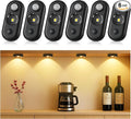 LED Motion Sensor Puck Lights, Small Rechargeable Under Cabinet Light, Dimmable Warm White Closet Lights, Wireless Under Cabinet Lighting for Drawer, Kitchen (6 Pack, Black)