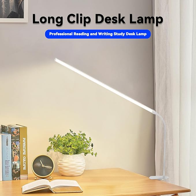 2-Pack LED Desk Lamp with Clamp,College Dorm Room Students Study Reading Desk Lights,Dimming,Hose Desk Lamps,Home Office Computer Light,gooseneck,Swing Arm Work Table Lamps,Clip Bed Light