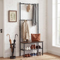 Giantex 3-in-1 Hall Tree with Bench and Shoe Storage, Freestanding Coat Rack with Hooks, Heavy Duty Metal Frame, Industrial Narrow Mudroom Organizer for Entryway Living Room Bedroom