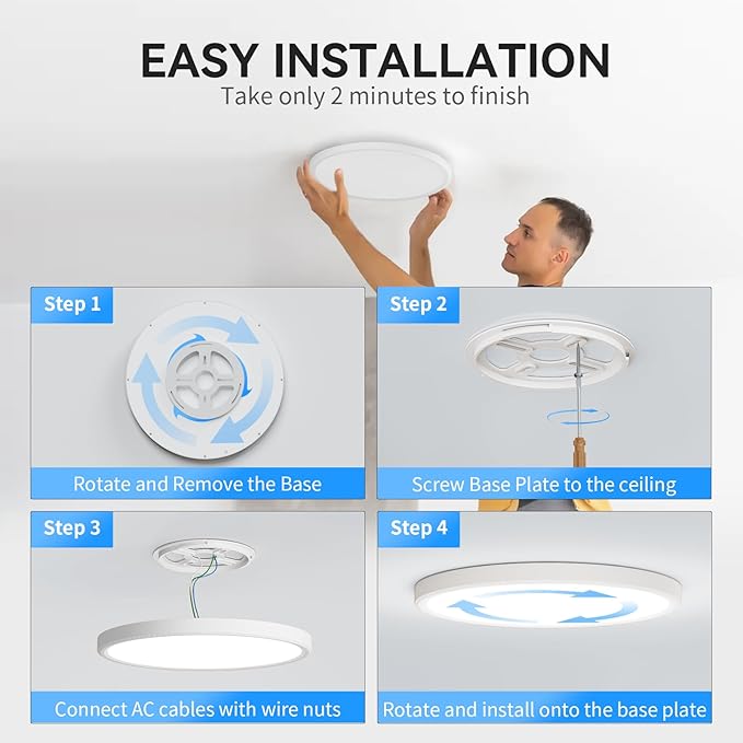 12Pack 3200lm LED Flush Mount Ceiling Light, Super Slim 12 inch Ceiling Light, 5000K LED Light for Bedroom, Living Room, Dining Room, Garage, Office, Warehouse