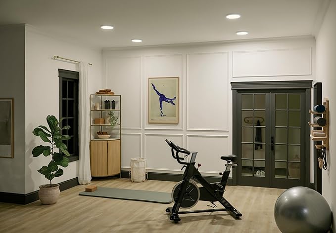 KICHLER Ara 9.02" Modern Minimal Round LED Flush Mount in White, for Damp Indoor Locations, Main Light Source, Integrated LED, Edge-Lit Technology, 1100 Lumens, Dimmable to 10%, 53009WH30
