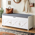 Amada Shoe Storage Bench, Entryway Bench with Cushioned Seat & Lift Top Storage, 3 Doors, Adjustable Shelf, 300 lbs Capacity, Bench with Shoe Rack for Entryway, Bedroom, Living Room, White