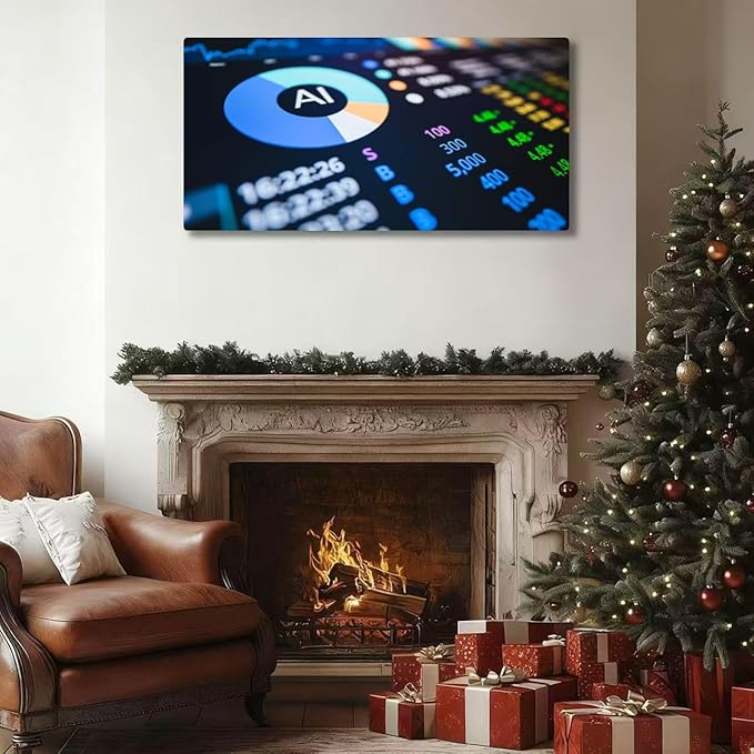 Wibinuki Wall Art Wall Decor Wall Paintings Robotic Fin-tech Ai processing the signal opening or closing the for Living Room Bedroom Bathroom Home Decor Can Be Hung Directly 20"x 40"