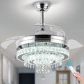 42" Dimmable Fandeliers Modern Crystal Chandeliers Ceiling Fans 6 Speeds Adjustable, with Memory and Timing Functions, APP & Remote Control Fandelier for Living Dining Room Bedroom