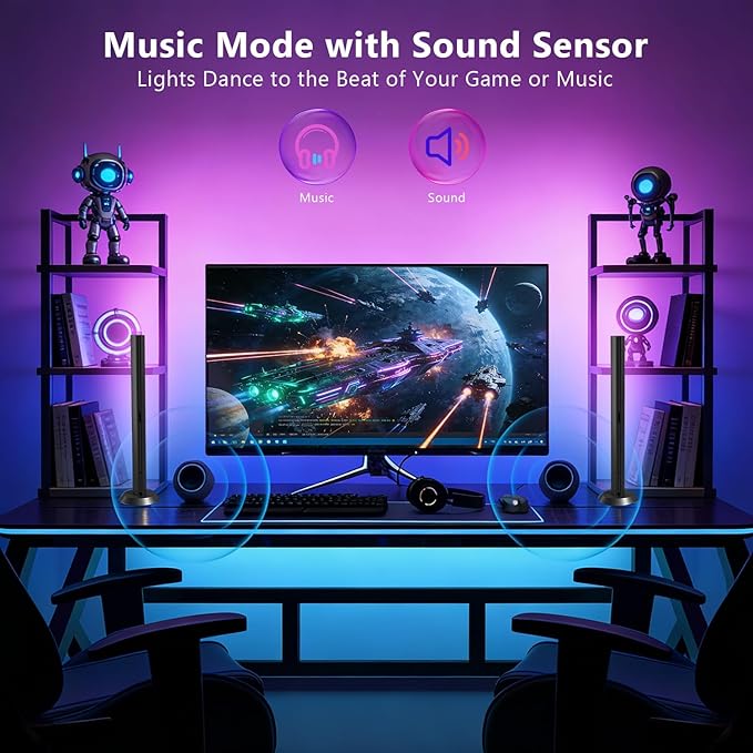 DAYBETTER Gaming Light Bars, Smart LED Light Bars with Music and Scene Modes, RGB+ICW Light Bars with Multiple Placement Options, Color Changing Light Bar for Gaming Monitor, TV, Desk, Room Decor