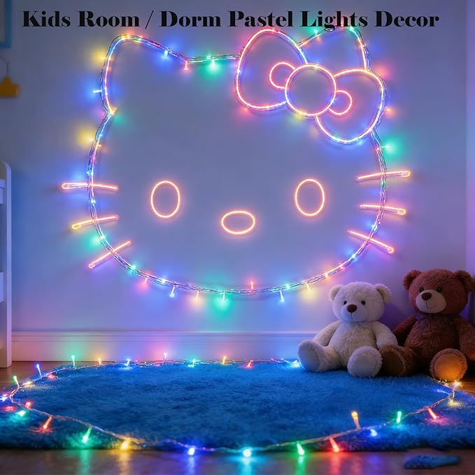 Pastel Easter String Lights, Multicolor Plug in Christmas Lights with 33ft Clear Wire 100 LEDs & 8 Modes for Christmas Tree, Bedroom, Patio and Parties Indoor Outdoor Hanging Decor (Colored)