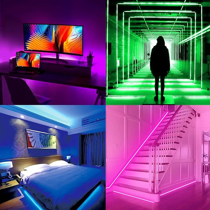PAUTIX RGB LED Strip Light Wireless Smart Controller, 44-Key Remote and APP Control, Music Sync, Replaced Controller for 12V/24V 4-Pin COB SMD LED Strip Light, DIY and Timer Function