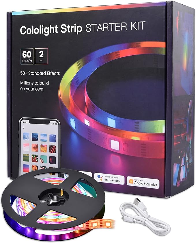 Yescom APP Control LED Strip Light 6.6ft Music Sync Color Changing WiFi Smart 120 LEDs Ambient Lamp Compatible with Alexa & Google Assistant for Bedroom Gaming Room