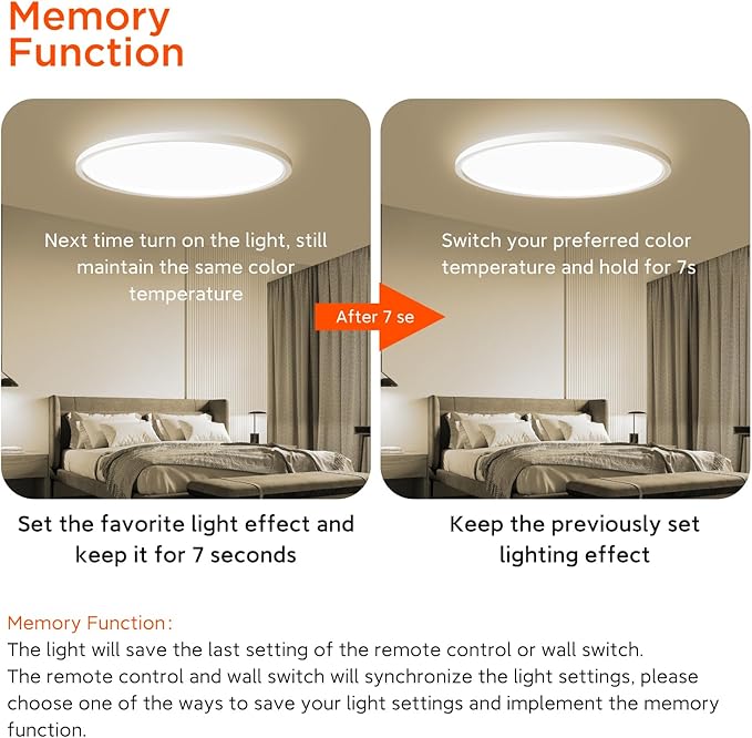 TALOYA Flush Mount Ceiling Light with Remote,3000K-6500K Adjustable,2000K Nightlight,15.8 Inch, Led Low Profile Ceiling Lights for Bedroom, Living Room, Kitchen, White