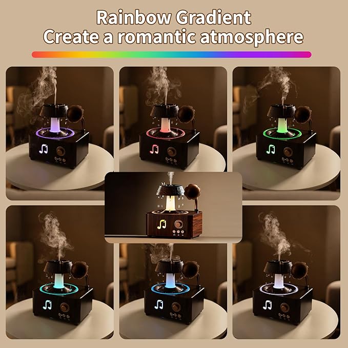 Aromatherapy Diffuser Oil Humidifier with Essential for Home, 250ml Rain Ultrasonic Aroma Diffuser. 7 Colors Light Waterless Auto Off with Remote Control for Large Room Office, Dark Wood Grain Gifts