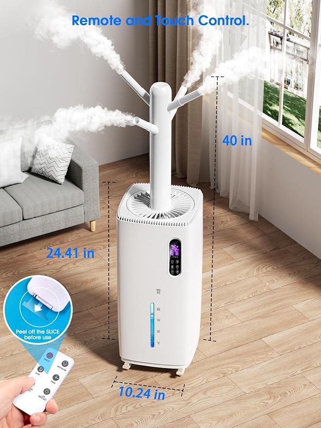 26L/5.7Gal Humidifier Large Room 3000 ft², Supersized Cool Mist, 38H Quiet Humidifiers for Bedroom, 2000mL/h Mist Output, Touch/Remote Control, Humidifiers for Home, Whole House, Plant, White
