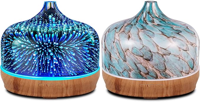 Porseme Giant+Blue Giant Essential Oil Diffuser 3D Glass Aromatherapy Ultrasonic Humidifier Cool Mist, Auto Shut-Off,Timer Setting, BPA Freefor Home Office Hotel Yoga Gym Leisure SPA Gift