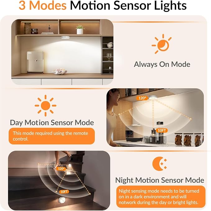 Puck Lights with Remote, 13 Colors Rechargeable Night Light, 1500mAh Under Cabinet Motion Sensor Lighting with Multicolor and Timing Function, RGB Puck Lights for Cabinets Kitchen, Stairs (4P）