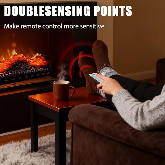 Electric Fireplace Logs Realistic Flame Effect with Candle LED Flame Light USB Powered Electric Fireplace Insert Log Remote Control Home Decoration 16 Inches