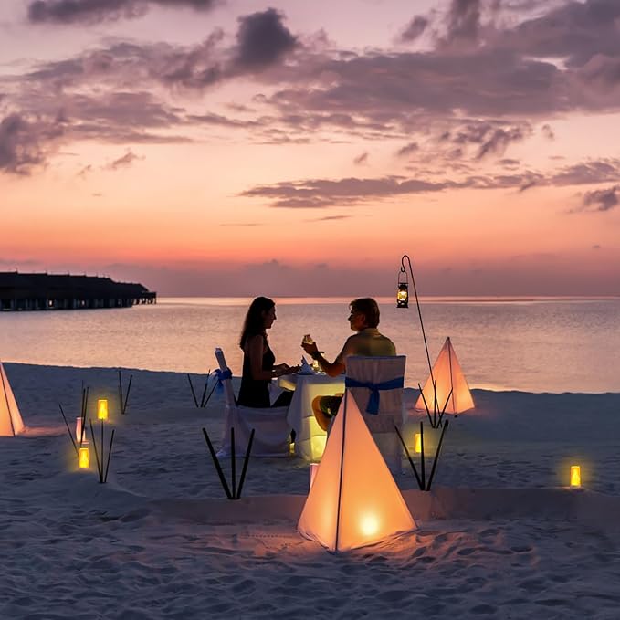 Hompavo 【Upgraded】 LED Flame Lights, 4-Mode Rechargeable Battery Operated Flameless Candles, Waterproof Pillar Flickering Lanterns for Living Room Bathroom Patio Wedding Party Christmas Home Decor