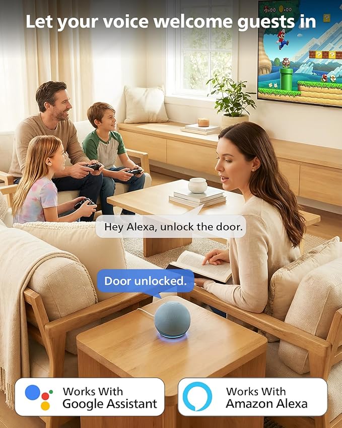 Philips Wi-Fi Smart Lock with Handle, WiFi Keyless Entry Keypad Door Lock with Handle, Front Door Deadbolt Set, Fingerprint Unlock, PIN Code Unlock, Auto Locking, App Remote Control, Bulit in WiFi