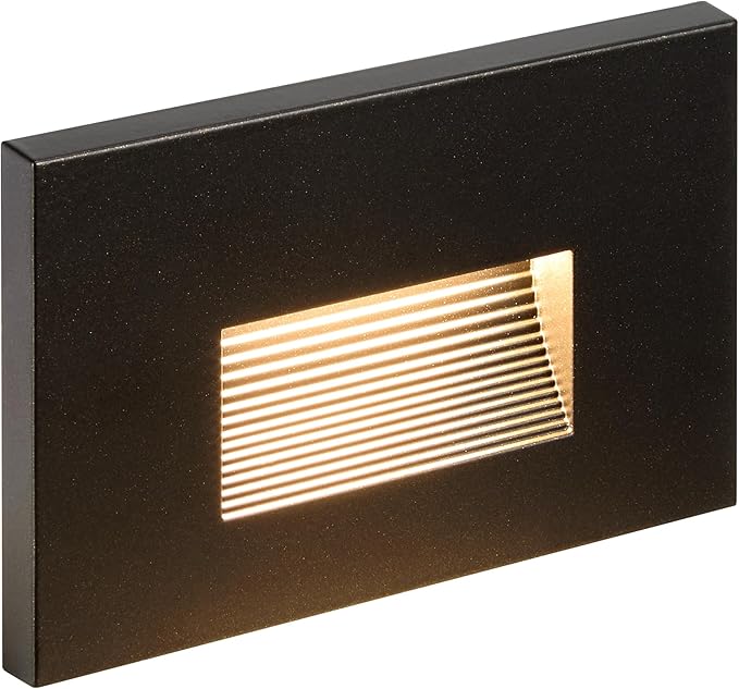 Maxxima Horizontal LED Step Light, Indoor/Outdoor Stair Light, 3 CCT Color Selectable 3000K, 4000K, 5000K, 30 Lumens, Black, 2-Pack