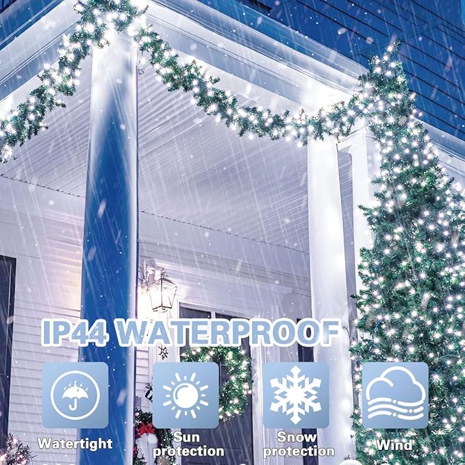 LAMPHOME 33ft Christmas Decorative Mini Lights, 100 LED Transparent Wire Fairy Starry String Lights Plug in, 16 Lighting Modes, for Indoor Outdoor Xmas Tree Wedding Party Decoration (White)