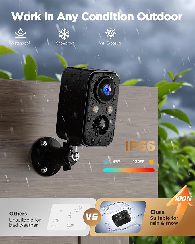 Security Cameras Wireless Outdoor Battery: 2K WiFi Camera Indoor for Home Security System - Video Surveillance Equipment Waterproof - 5G Not Supported