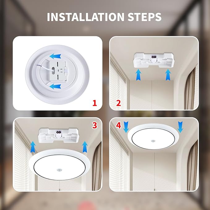 Motion Sensor LED Ceiling Light, 9 Inch Flush Mount Ceiling Light 6500K Closet Lights, Motion Sensor Light Indoor for Stair Closet Porch Hallway Laundry (12W)