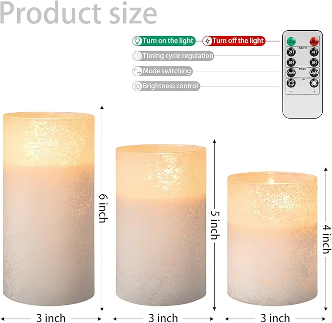 Mingfuxin Flameless Candle with Remote, Battery Operated LED Pillar Fake Candles for Bedroom Birthday Home Fireplace Wedding Halloween Christmas Decorations