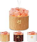 4-in-1 Ultrasonic Crystal Salt Stone Aromatherapy Diffuser & Humidifier - 7-Color LED Dreamy Flame Light, Auto Shut-Off, 2 Modes | Home/Office/Yoga (Wood Grain)