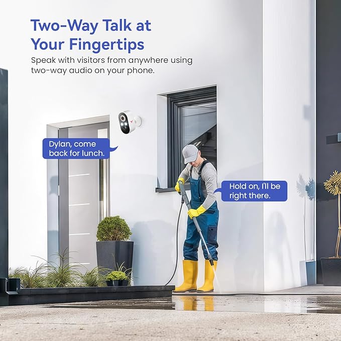 1080p Wireless Security Camera, 2.4GHz Wi-Fi Only, Color Night Vision, AI Human Detection, PIR Motion Detection, 2-Way Talk, Outdoor Surveillance Bullet Cam, No Solar Panel Included (1 Pack)