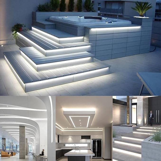 20ft LED Light Strip Kit, Waterproof 6000K Daylight White, 110V, Flexible SMD 2835 LEDs, UL-Listed Power Supply – Ideal for Indoor/Outdoor Deck, Patio, Christmas & Camping Decor
