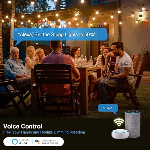 New One Smart Dimmer Plug Outdoor 2 Pack, IP65 Waterproof Smart Outlet, Dimmable Compatible with Google Assistant, Alexa, Voice Control