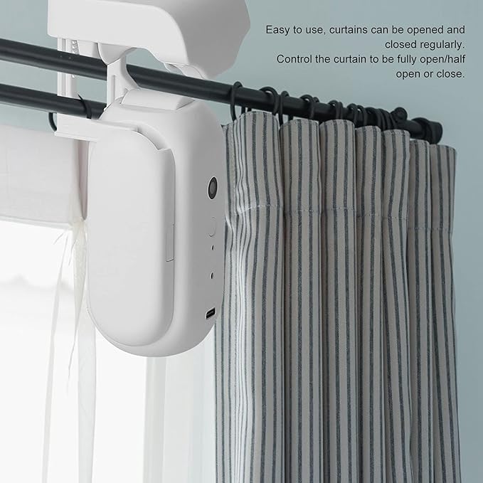 Automatic Curtain Opener and Closer, Light and Temperature Sensor Smart Curtain Motor with Tuya App Timer, Remote Control Curtain Rail Curtain Opener Robot