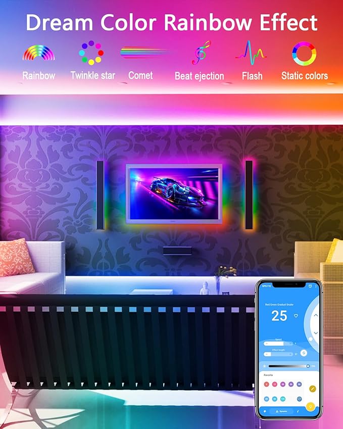 ALITOVE WS2812B WS2811 Bluetooth APP Controller Music Sync Addressable RGB IC LED Remote Controller Dual Outputs SP611E for SK6812 WS2812 SM16703 UCS1903 LED Pixel String Light Strip DC 5V~24V