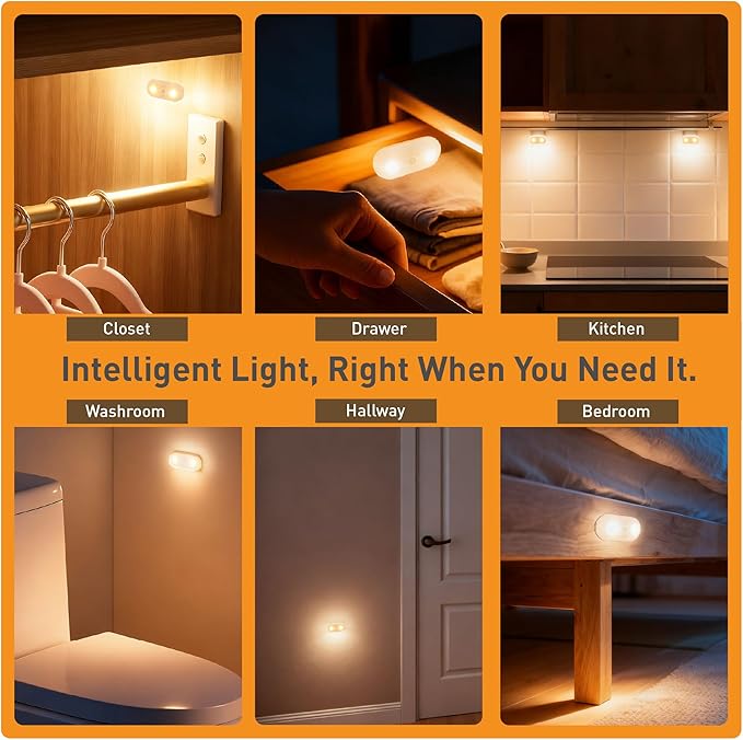 Rechargeable Motion Sensor Night Light, 2-Color White & Warm Toilet Light with Auto/On Mode, Magnetic & Adhesive Installation for Bathroom, Bedroom, Hallway (1 Pack)