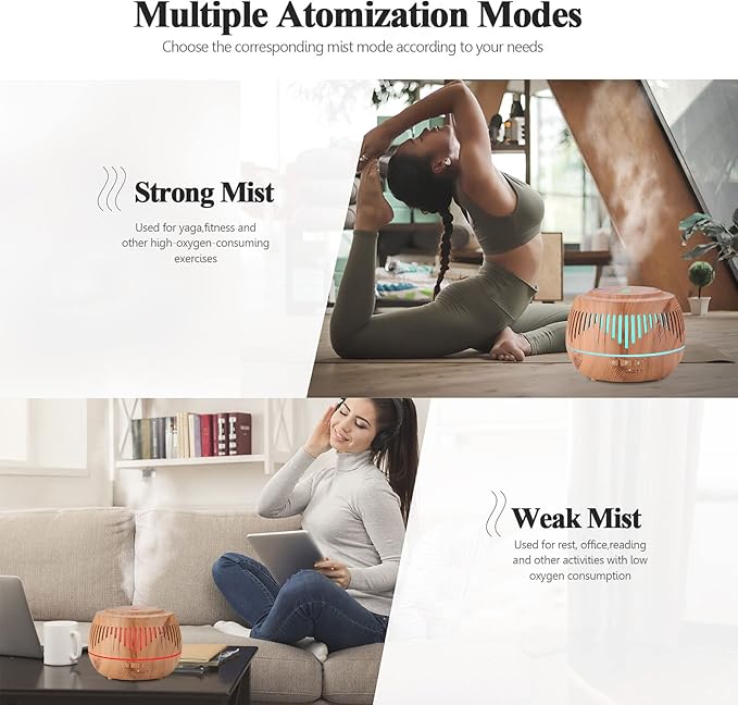 Humidifiers for Bedroom Large Room Home Baby Kids Whole House Hotel Office Desk Plant,500ml Cute Aromatherapy Portable Ultrasonic Cool Mist Humidifier with Essential Oil Diffuser Light Remote