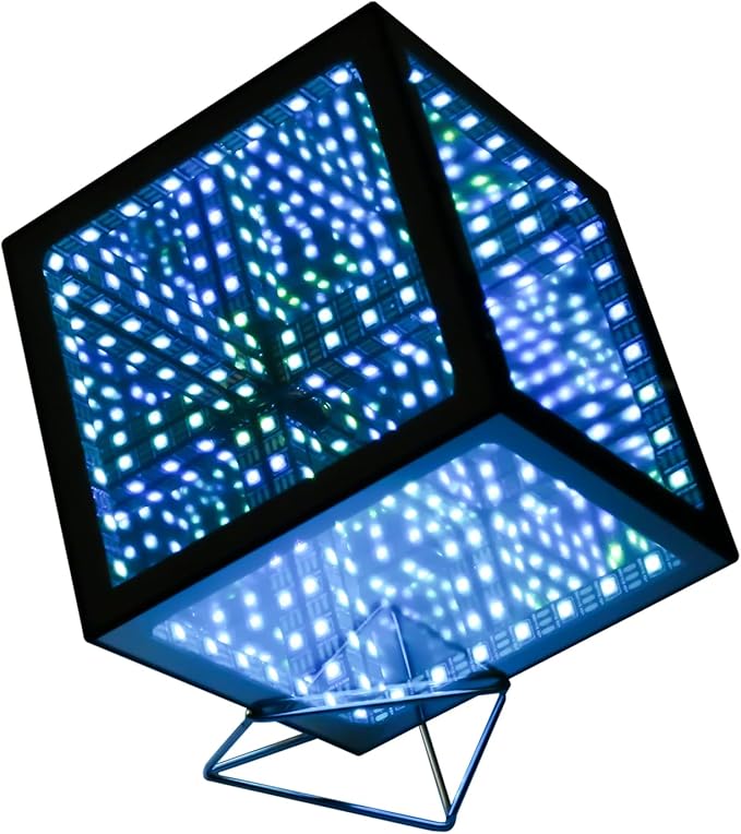 Infinity Hyper Cube LED Light LED Controller with Stand & Controller, Built-in 10 Mode Children Lamp - Cool & Creative Multicolor Decorative Mirror Art Desk Night Light (4Inchs Without APP)