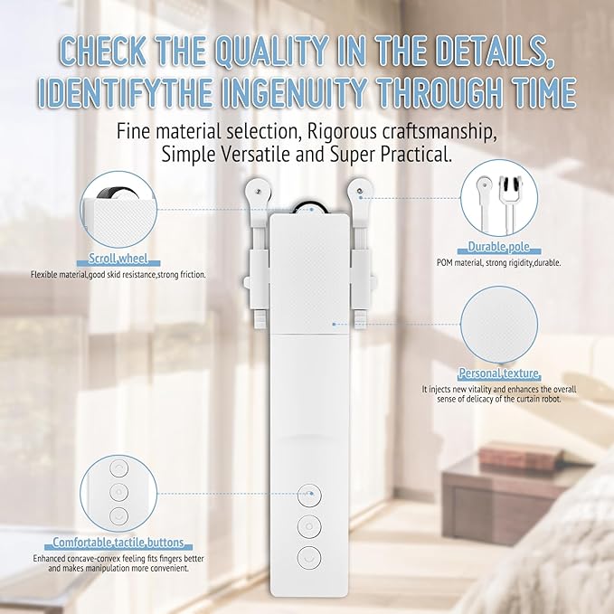 Keego Automatic Curtain Opener with Solar Panel, Smart Curtain Opener with Remote Control App/Timer, High-Performance Motor,Work Compatible with Alexa, Google Home(1pcs)