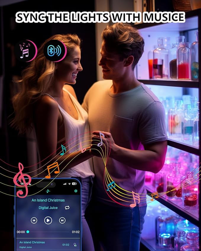 Cefrank Color Cabinet Lighting, 4pcs 12" Linkable RGB LED Light Bar Kit for Display Cabinet, Smart App & Remote Control, Music Sync, Scene Modes, Multi-Colors