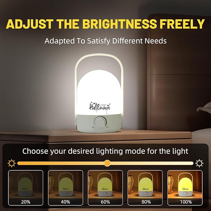 Table Lamp 1200mAh Bedroom Lamps Halloween Rechargeable Camping Light Small Lamps for Small Spaces,White A