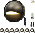 Gardenreet Low Voltage Deck Lights - Solid Brass Landscape Step Lights LED, 12V Hardwired IP65 Waterproof, Bronze Round for Stair Wall Yard with 3000K Soft White 3W 270LM G4 Bulb 8 Pack