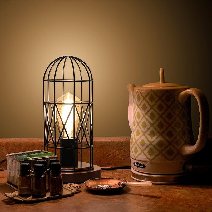 Touch Control Table Lamp, Industrial Bedside Lamp with 3 Way Dimmable, Small Nightstand Vintage Metal Cage Desk Lamps, Steampunk Table Lamps for Bedroom, Living Room, Kitchen (Bulb Included)