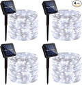 4 Pack Solar Fairy Lights 131.2Ft 400 LED, Twinkle Lights with 8 Modes, Waterproof Silver Wire String Lights for Garden Patio Party Weding Decorations (Cool White)