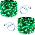 RUICHEN 20 Ft 120 LED USB Fairy String Lights with On/Off Switch, Waterproof Copper Wire Lights for Bedroom Wall Ceiling Wreath Christmas Halloween St. Patrick's Day, Green, 2 Pack