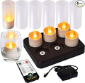 HL Flameless Candles with Remote Timer, 100+Hours Rechargeable Waterproof Battery Operated Tea Lights with Charging Base, Yellow LED Votive Floating Candles for Festival Wedding Home Party Decor-6pcs