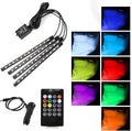 Car Led Interior Lights, 48 LED Multi Color Strip Light Under Dash Lighting Kit with Remote Control, 12V Vehicle RGB Smart Music Sync Color Change Lights (Cigarette Lighter+Remote)