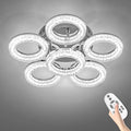 OKELI Modern Ceiling Light, 6 Rings 17.7'' Dimmable LED 60W Flush Mount Ceiling Lights with Remote Acrylic Crystal Round Ceiling Light Fixture, Bedroom Living Room Dining Room, Chrome