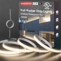 Shine Decor 24V LED Wall Washer Lights 16.4FT, UL Listed IP67 Waterproof 4000K Flexible Strip Light for Building Facade, Wedding, Church, Commercial Linear Grazer Lighting, Hardwired